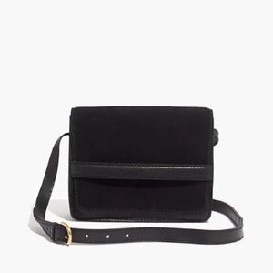 Madewell Albury Leather Suede Black Crossbody Bag